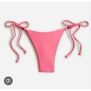 NWT J. Crew Pink Curved Waist Cheeky String Bikini Bottom with Beads - XXL